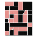 Modern Pink Black Geometric Block Rug