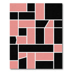 Modern Pink Black Geometric Block Rug