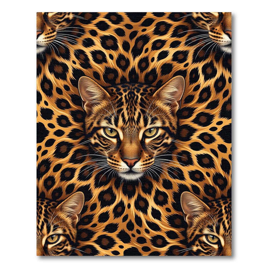 Golden Wild Cheetah Fur Animal Face Rug
