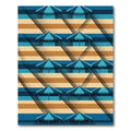 Geometric Blue Striped Umbrella Beachscape Rug