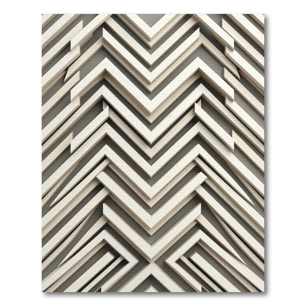Layered Ivory Chevron Angles Rug