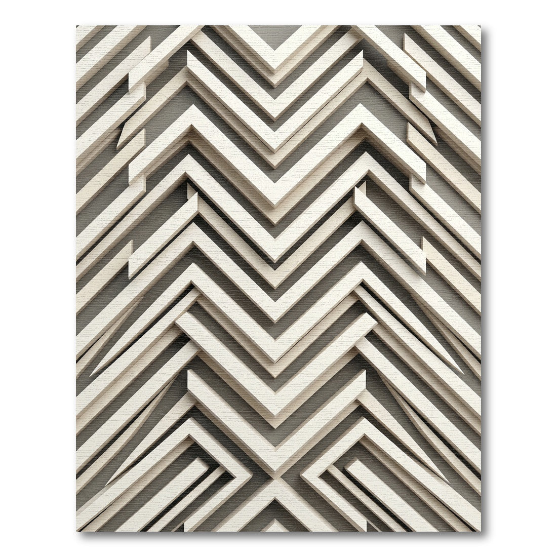 Layered Ivory Chevron Angles Rug