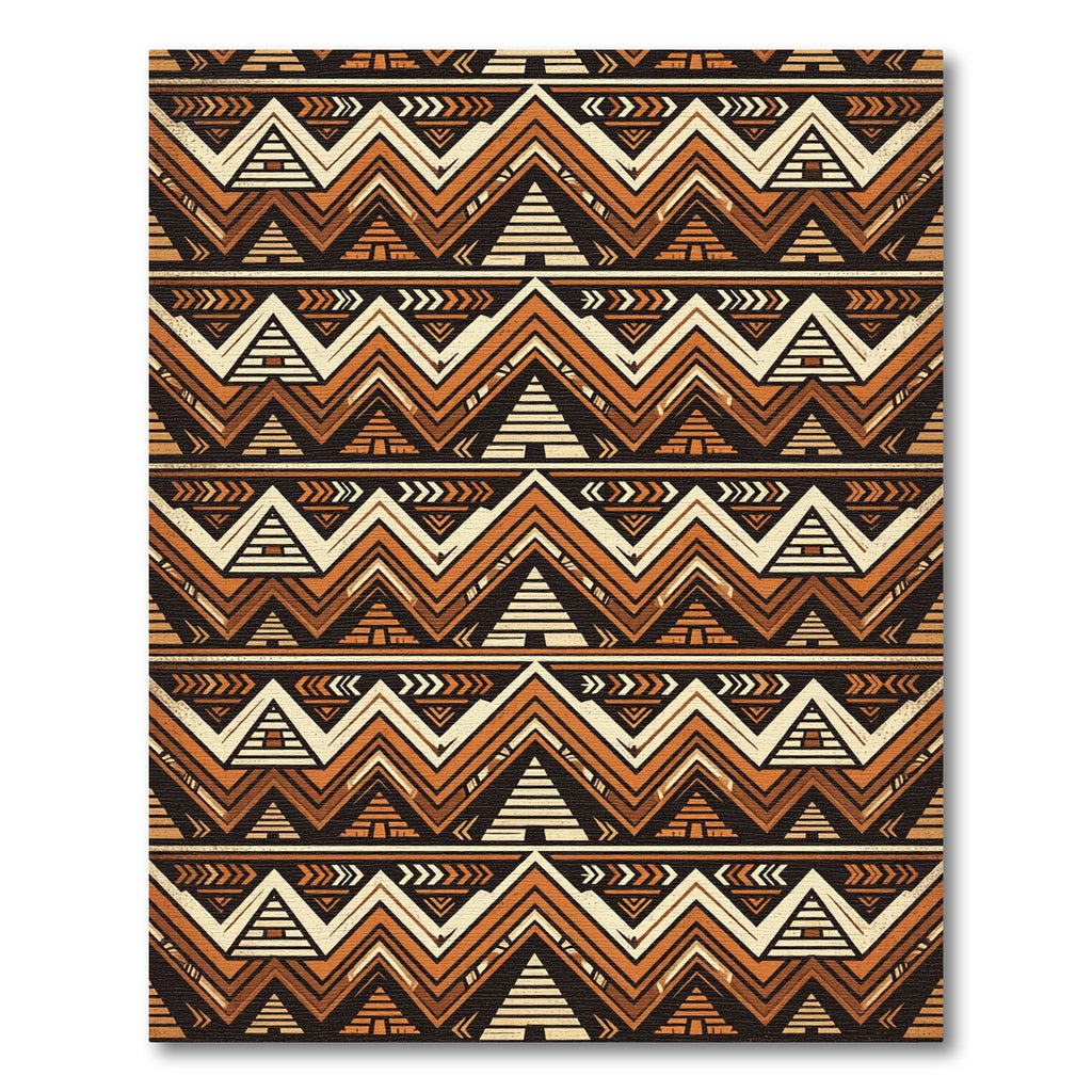 Earthy Ochre Geometric Zigzag Tribal Rug