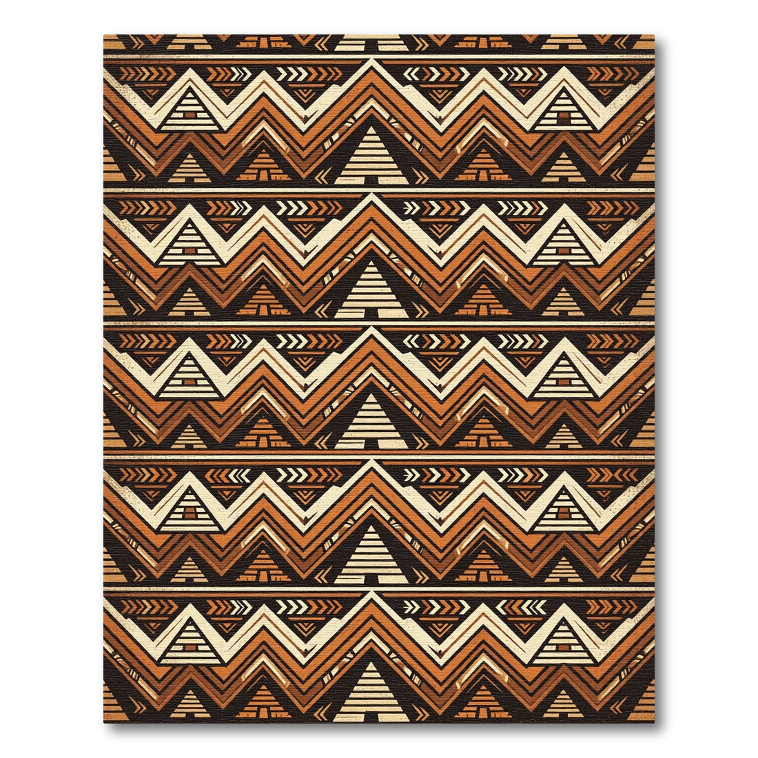 Earthy Ochre Geometric Zigzag Tribal Rug