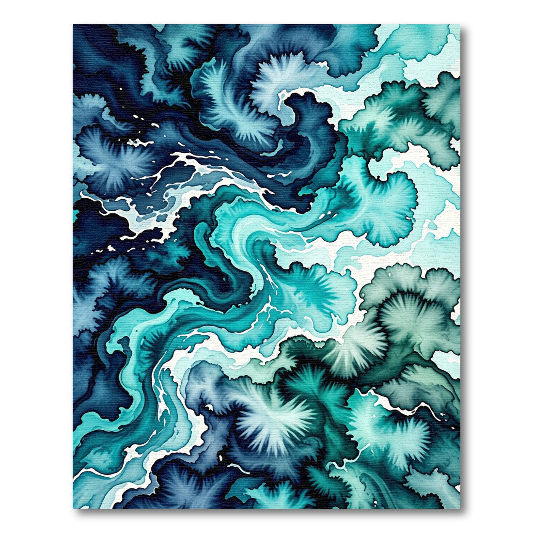 Deep Teal Abstract Watercolor Flow Rug