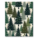 Forest Green Pine Tree Landscape Rug
