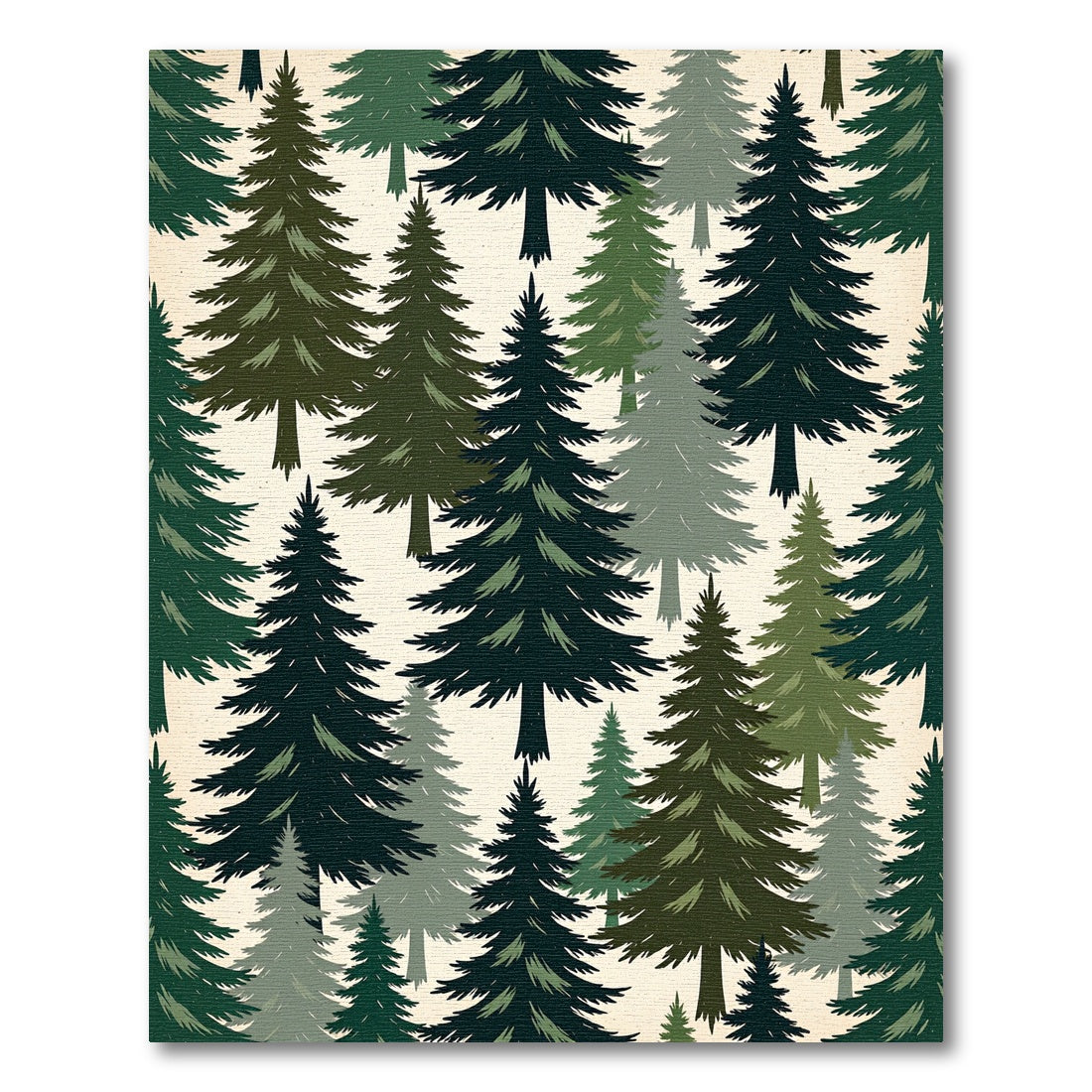 Forest Green Pine Tree Landscape Rug