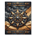 Metallic Compass Emblem Desert Dune Rug