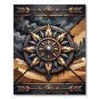Metallic Compass Emblem Desert Dune Rug
