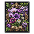 Elegant Purple Floral Ornate Frame Rug