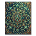 Teal Floral Medallion Gold Filigree Rug