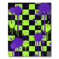 Electric Neon Splatter Checkerboard Art Rug