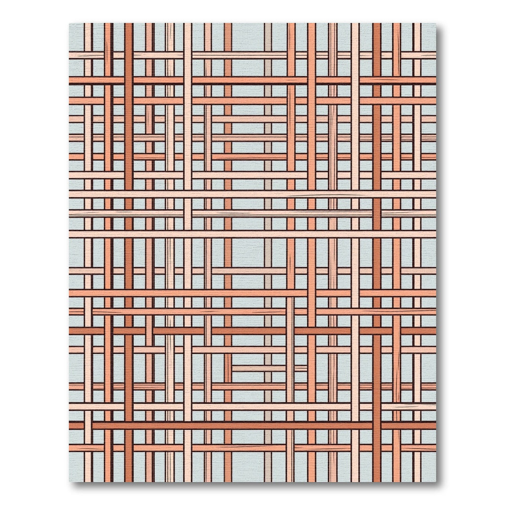 Coral Interwoven Lattice Geometric Rug