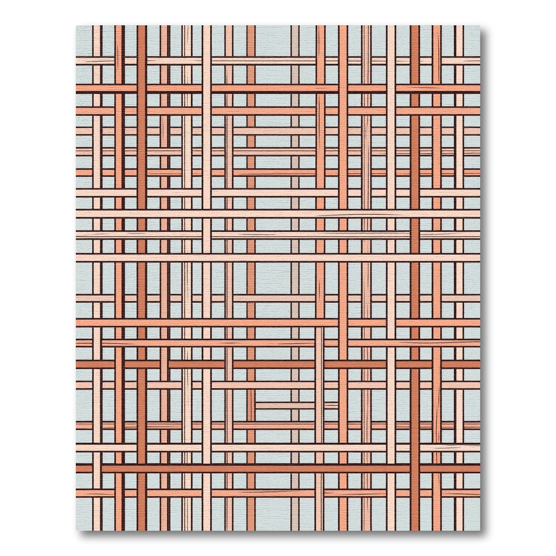 Coral Interwoven Lattice Geometric Rug