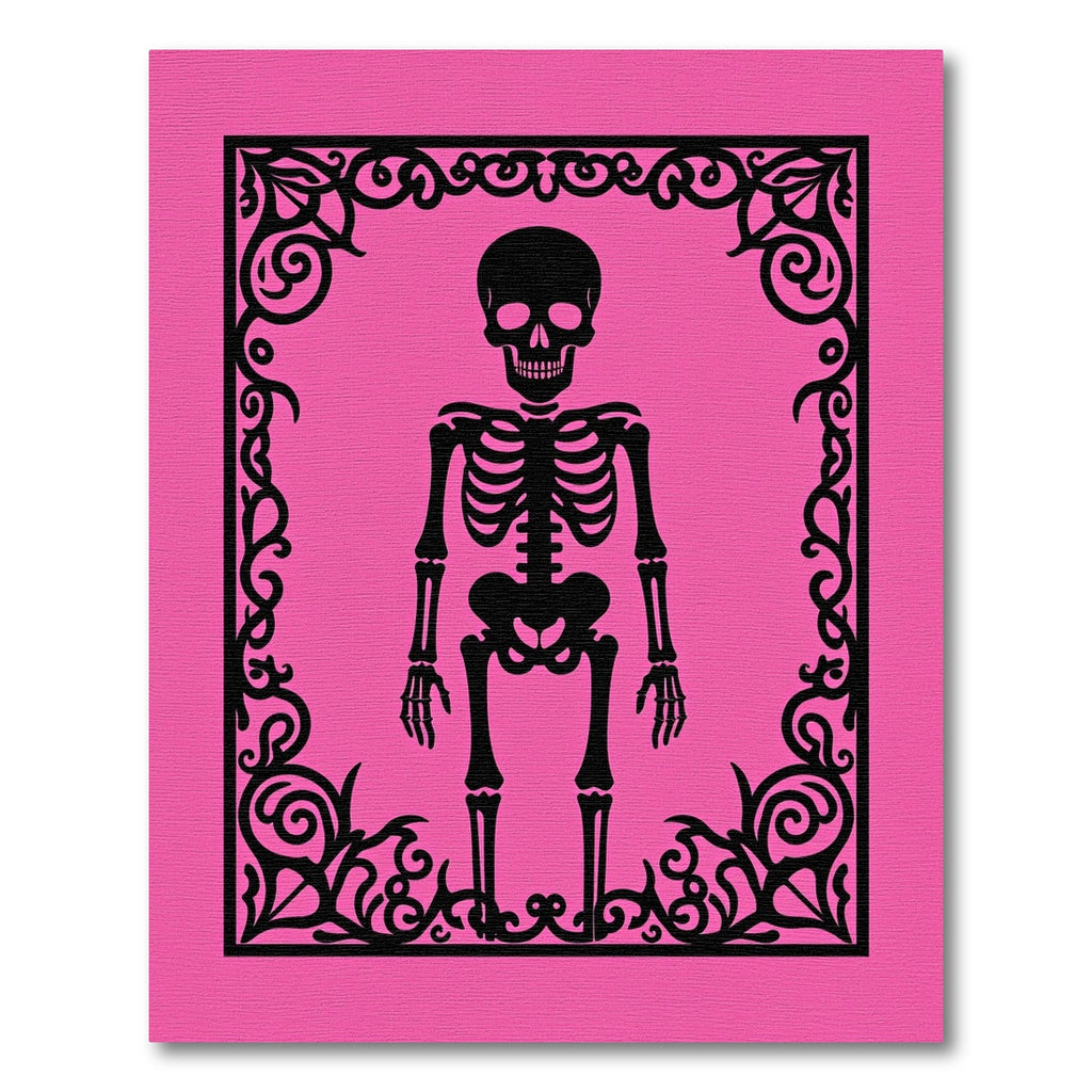 Black Skeleton Ornate Gothic Design Rug