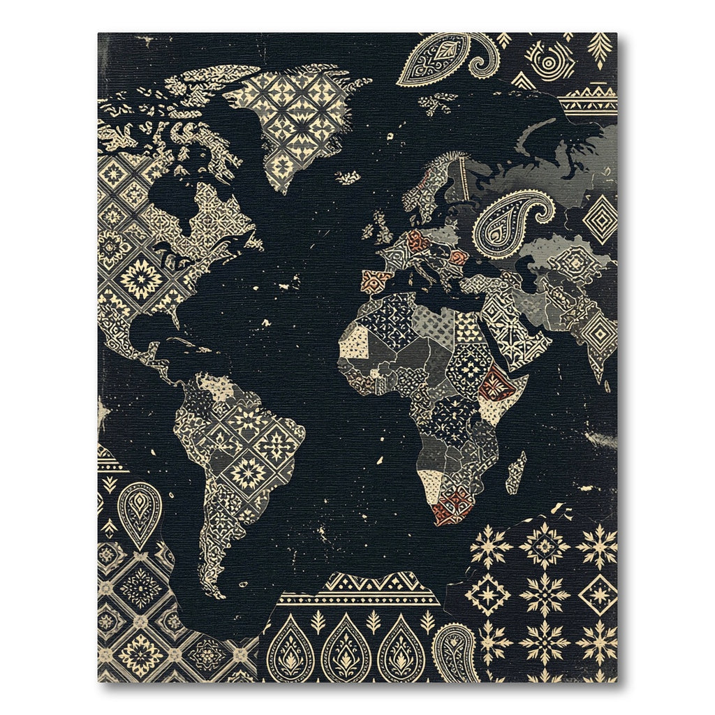 Global Patchwork Map Paisley Accents Rug