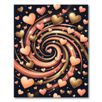 Romantic Peach Gold Heart Swirl Rug
