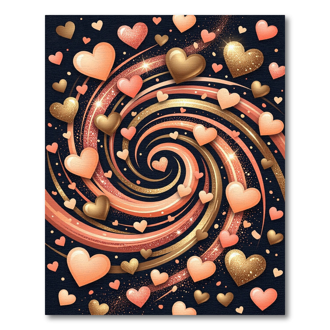 Romantic Peach Gold Heart Swirl Rug