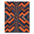 Geometric Tribal Ochre Blue Zigzag Rug