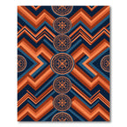 Geometric Tribal Ochre Blue Zigzag Rug