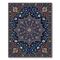 Intricate Navy Floral Medallion Tapestry Rug