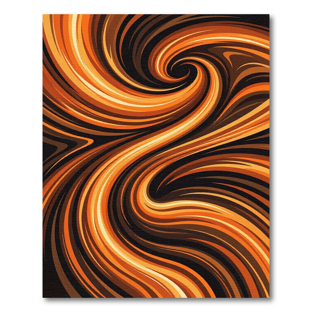 Golden Amber Swirling Abstract Waves Rug