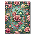 Vintage Romantic Rose and Lettuce Trellis Rug