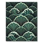 Emerald Green Ocean Wave Art Deco Rug