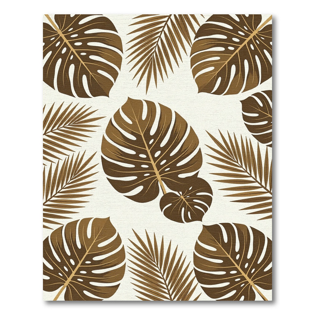Warm Earthy Tropical Palm Leaf Art Rug