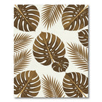 Warm Earthy Tropical Palm Leaf Art Rug