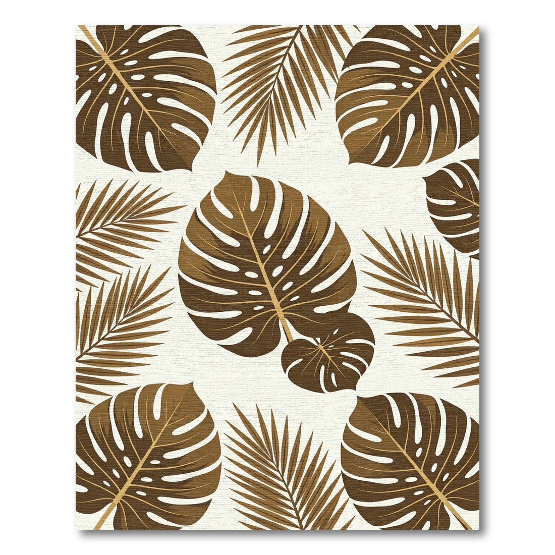 Warm Earthy Tropical Palm Leaf Art Rug
