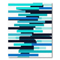 Abstract Blue Teal Stripe Layer Rug