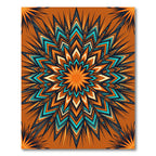 Vibrant Orange Turquoise Starburst Mandala Rug