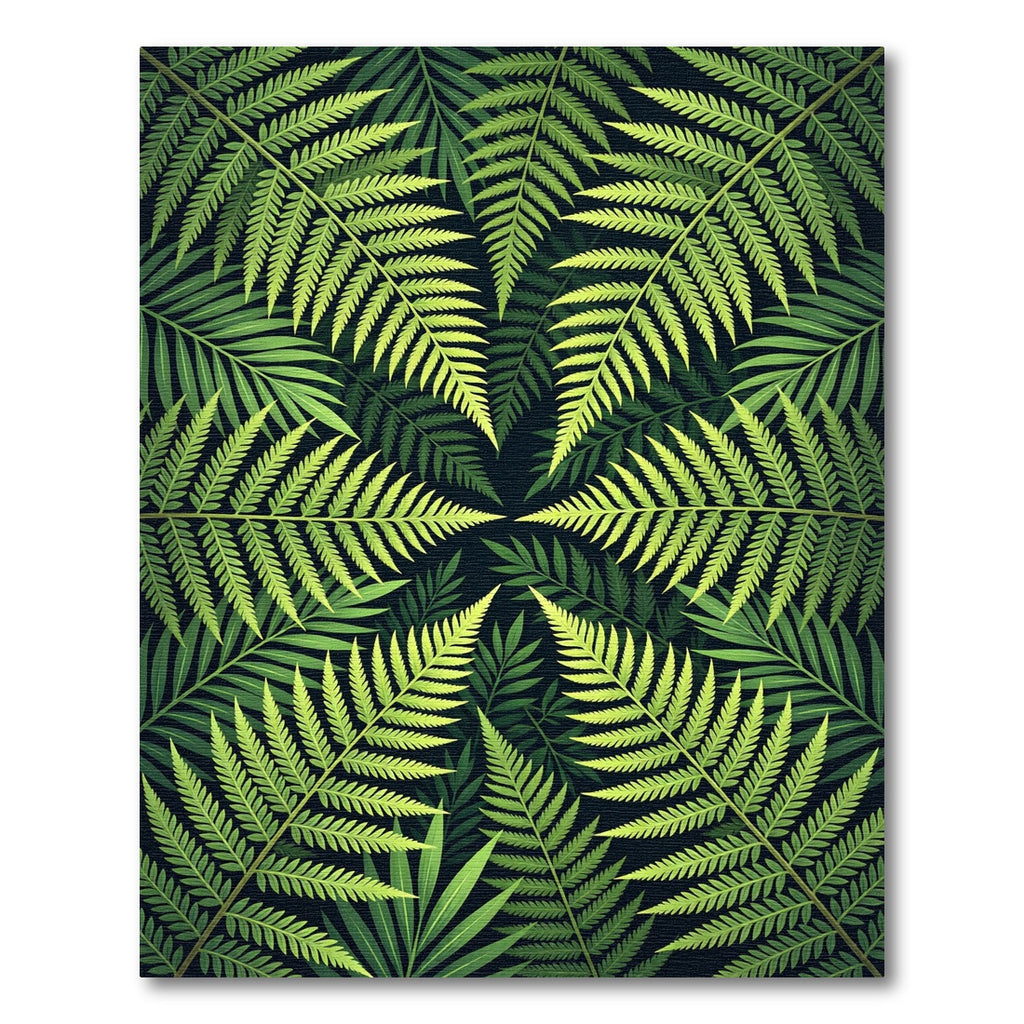 Lush Tropical Fern Leaf Botanical Rug