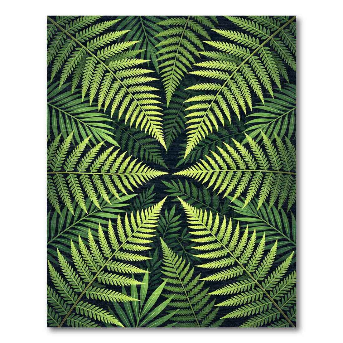 Lush Tropical Fern Leaf Botanical Rug