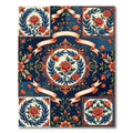 Vintage Navy Floral Rose Medallion Rug