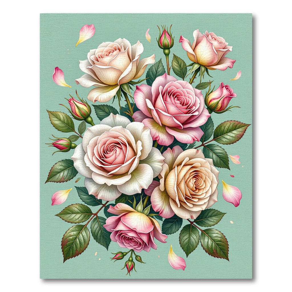 Vintage Blush Pink Rose Bouquet Rug
