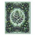 Ornate Emerald Green Foliage Border Rug