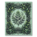 Ornate Emerald Green Foliage Border Rug