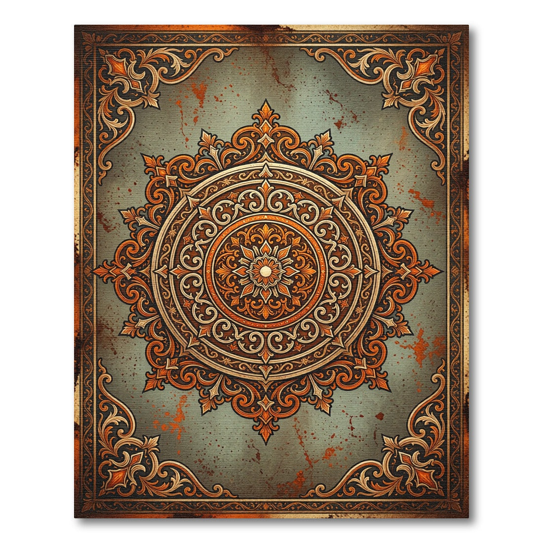 Ornate Copper Grand Medallion Rug