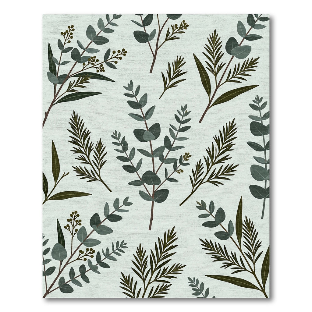 Earthy Sage Botanical Eucalyptus Foliage Rug