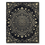 Ornate Black and Gold Floral Mandala Rug