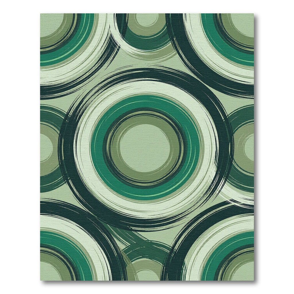 Verdant Grassy Grunge Circles Rug