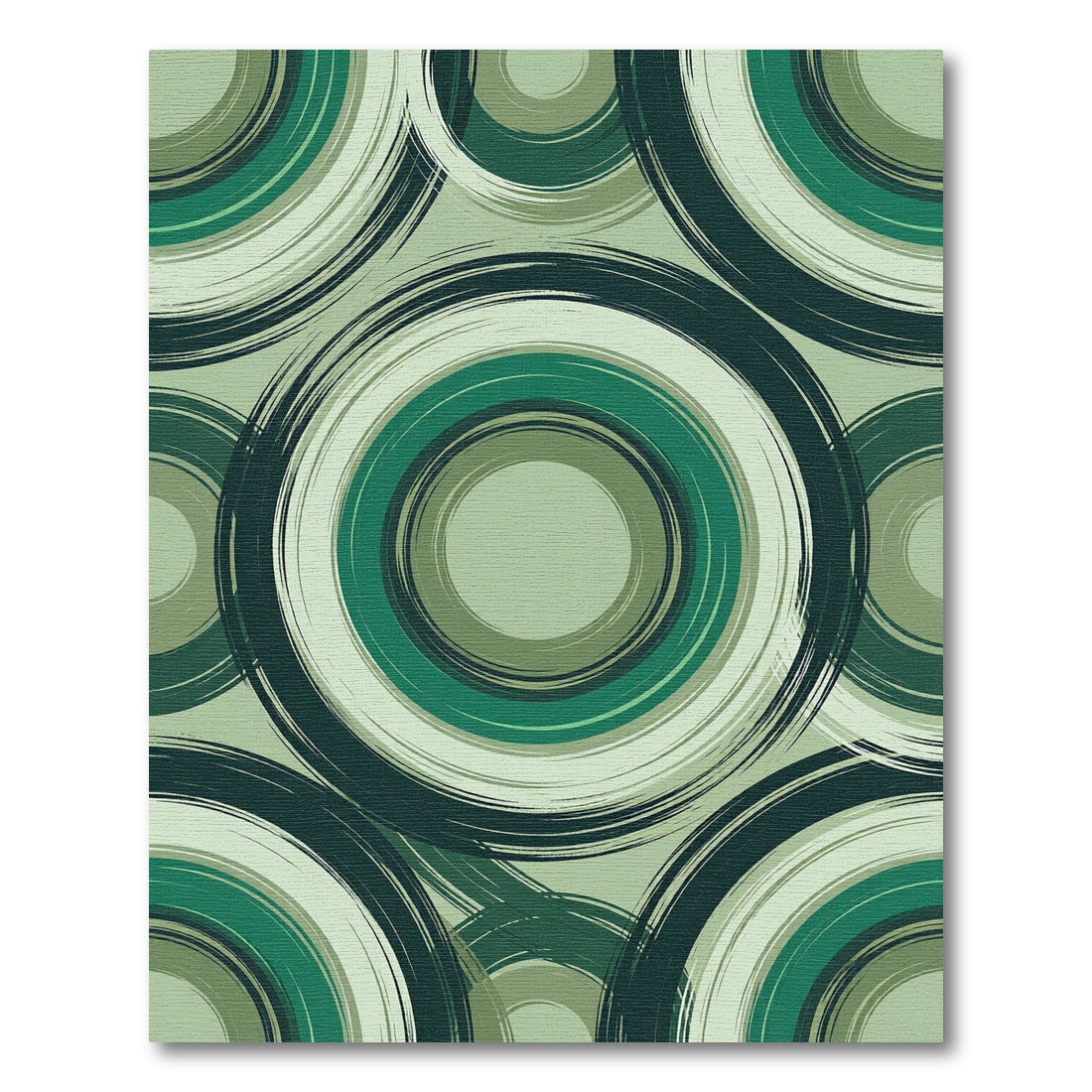 Verdant Grassy Grunge Circles Rug