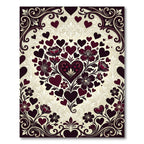 Crimson Heart Floral Scrollwork Border Rug