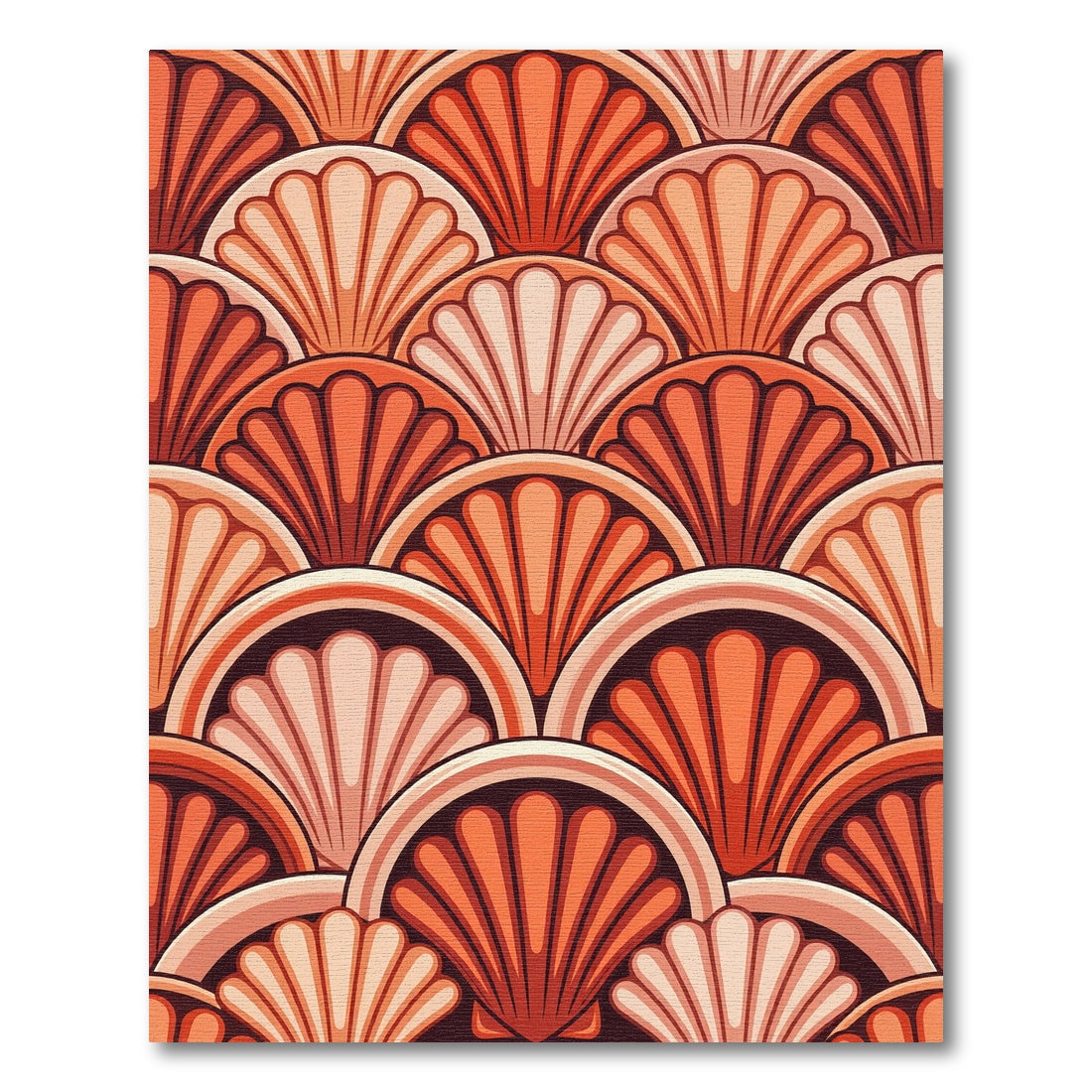 Art Deco Orange Fan Overlap Rug