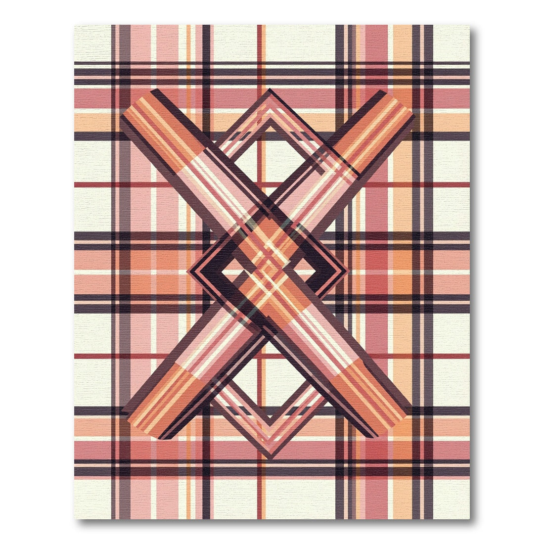 Warm Plaid Geometric Intersecting Lines Rug