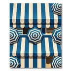 Navy Blue and White Striped Parasol Rug