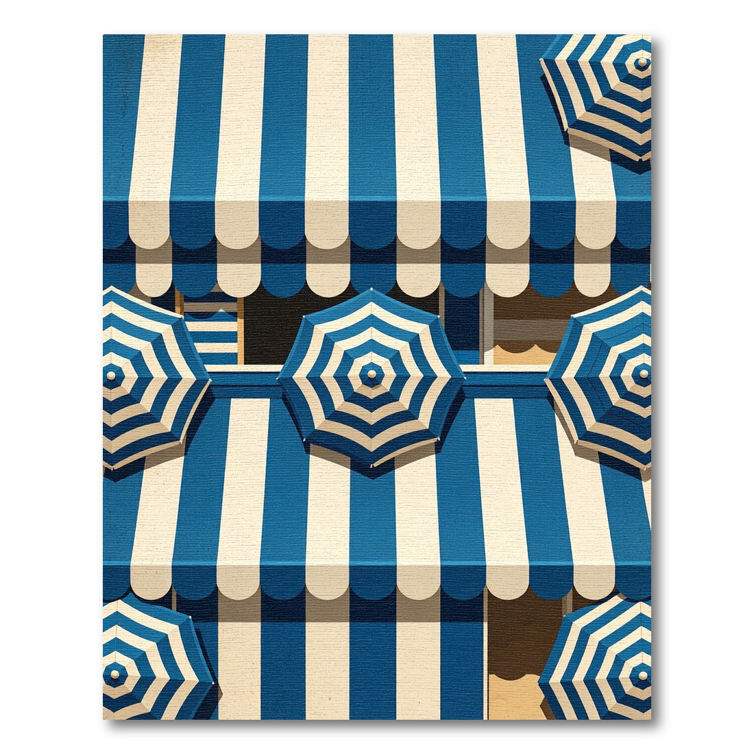 Navy Blue and White Striped Parasol Rug