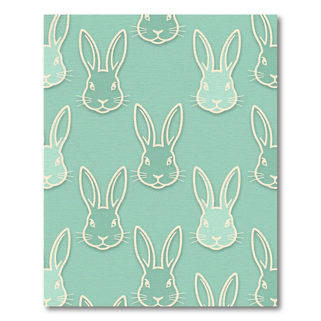 Pastel Mint Minimalist Repeating Rabbit Head Rug